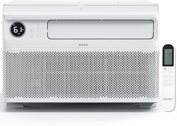 ROVSUN 8000 BTU Window Air Conditioner with Inverter Compressor, AC Unit for Window with Remote Control, Timer Function & Pre-Installed Side Panels for Easy Operation & Installation, 115V/60Hz