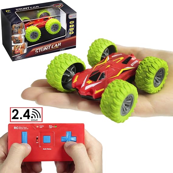 Haktoys Mini RC Stunt Car Double Sided Rechargeable Remote Control Toy, AWD Radio Control Flip Car for Boys Girls Kids