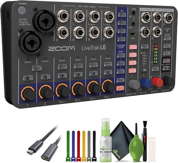 Zoom LiveTrak L-6 6-Channel Digital Mixer & Multitrack Recorder Bundle