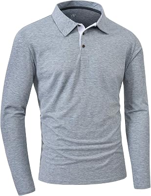 YuKaiChen Mens Long Sleeve Shirt Polo Shirt Golf Shirt