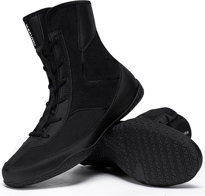 Non-slip wrestling shoes boxing shoes men black