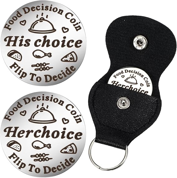 Mabor Food Decision Coin for Women Men Stainless Steel Double Sided Coin Funny Valentines Gifts for Her Him for Girlfriend Boyfriend Wedding Gifts for Couples Newlyweds