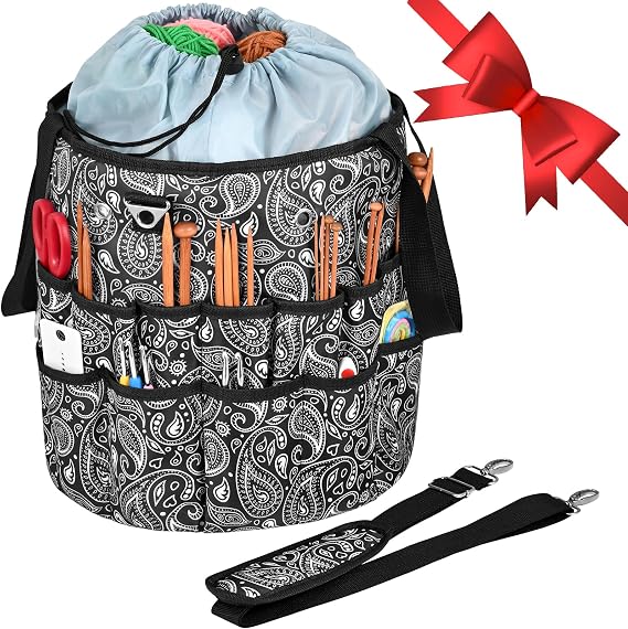 Crochet Bag Organizer Crochet Storage Bag Yarn Organizer for Crochet Accessories and Supplies Yarn Bag for Crocheting,Yarn Holder, Knitting Bag,Yarn Tote Yarn Storage Organizer Paisley