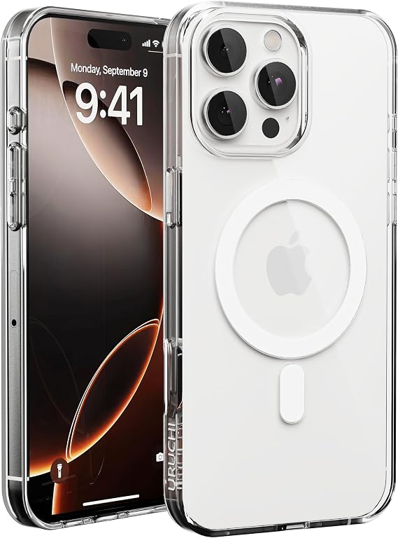 URUCHI Apple iPhone 13 Pro Max için MagSafe ile Uyumlu Kılıf, Manyetik Şeffaf Kılıf, Sararma Karşıtı Koruyucu, Darbeye Dayanıklı Şeffaf Kristal Kapak