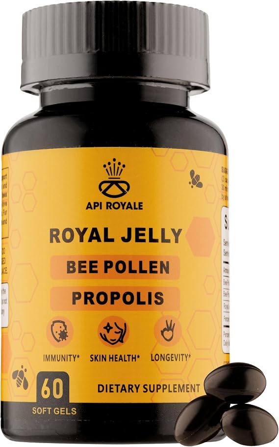 Royal Jelly, Bee Pollen and Propolis Supplement, 60 Soft Gels
