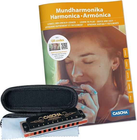 CASCHA HH 1610 DE Professional Blues Harmonica Set with German Instructional Book Plus MP3-CD