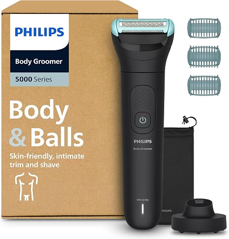 Philips Bodygroom Series 5000 - Trimmer for Men with Triple Protection Shaving System for Intimate Use 100% Shower Proof 100 Minutes Running Time Model BG5485/30
