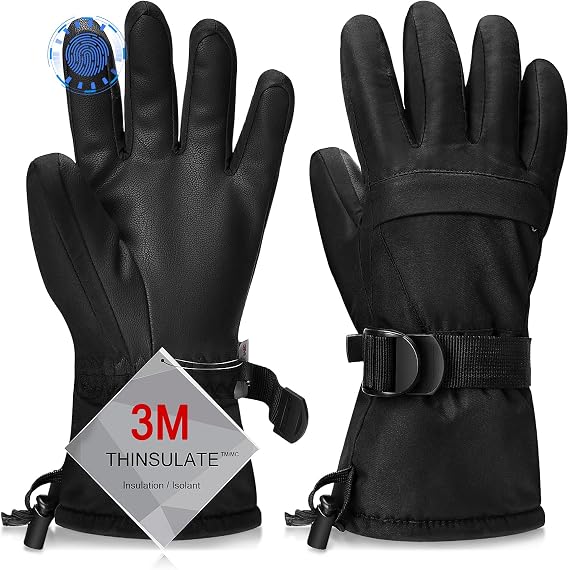 Ski Gloves,Snow Gloves Waterproof Winter Warm Cold Weather Touchscreen Gloves for Parent& Child Kids Skiing,Snowboarding