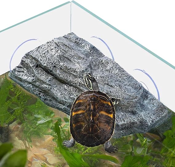 LIYAOLI Turtle Basking Platform with Suction Cups,Floating Dock for Aquatic Turtles Tank,Basking Rock Resting Terrace for Terrapins, Frogs,Tortoises - Aquarium Tank Accessories Decoration (Grey)