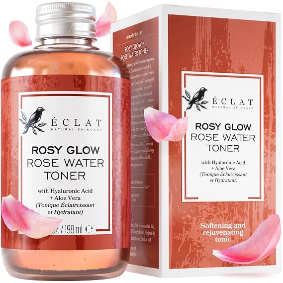 Eclat Skincare Rose Water Toner Hydrating Toner for Face - Rosewater with Hyaluronic Acid & Aloe Vera - Alcohol Free & Skin Soothing Formula - Rejuvenating & Calming Facial Skin Care