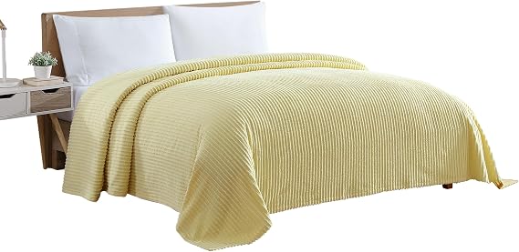 Beatrice Home Fashions Queen Channel Chenille Bedspread, Yellow