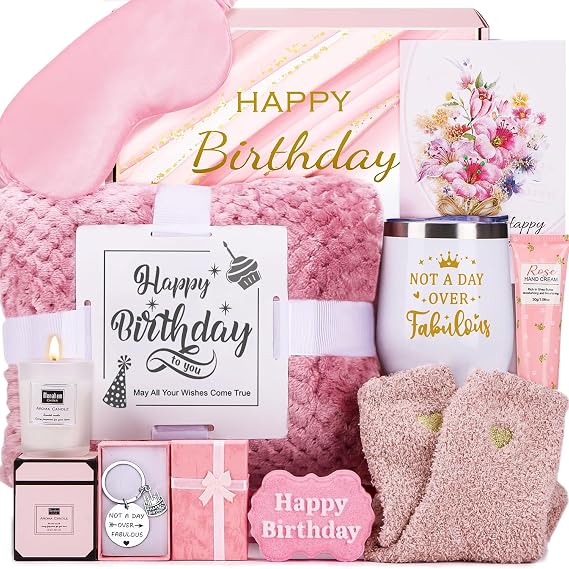 Happy Birthday Gifts Basket for Women Mom Her Sister Wife Bday Gift Ideas