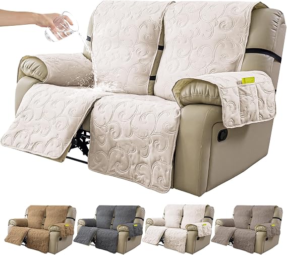 Waterproof Loveseat Recliner Cover, 2 Seater 4 Piece Split Non-Slip
