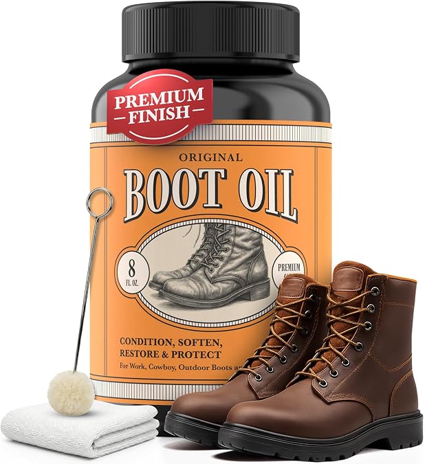 Leather Boot Oil for Work & Cowboy Boots Deep-Conditioning Formula, Restore and Protects Dry, Cracked Leather Boots & Shoes