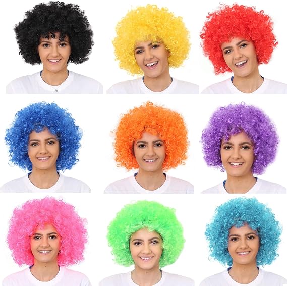 Hatstar Afro Perücke Rosa Karnevalsperücke mit Locken für Damen und Herren 140 g Kostüm Accessoire für Karneval Fasching und Halloween 100% Polyester