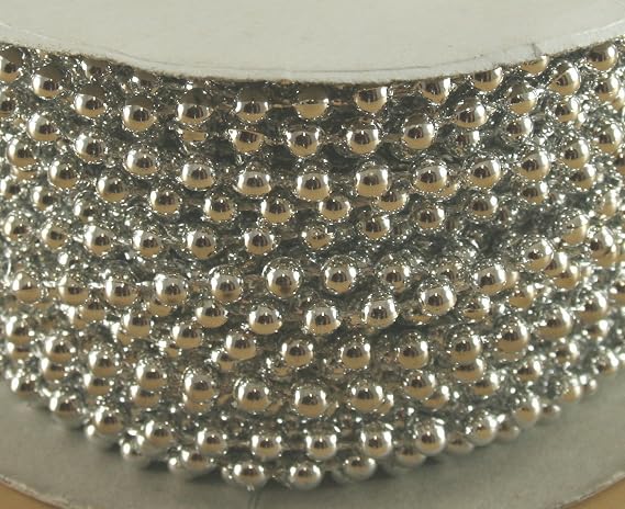 4mm Faux Pearl Plastic Beads on a String Craft Roll Silver by DPC