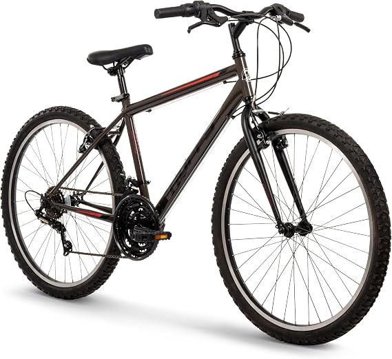 Huffy North Peak 26-Inch Mountain Bike, Durable Hi-Ten Steel Frame, 15-Speed Twist Shifter, Front and Rear Linear-Pull Brakes, All-Terrain Tires, Padded ATB Saddle