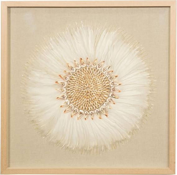 Feather and Shell Wreath Shadow Box Wall Decor