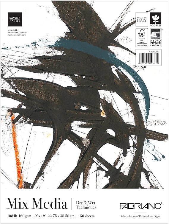 Fabriano Studio Mixed Media Fat Pad, 180lb., 9" x 12"