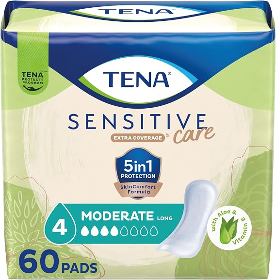 Tena Sensitive Adult Bladder Control Pads, Female Pads, 12 in, 60 ct