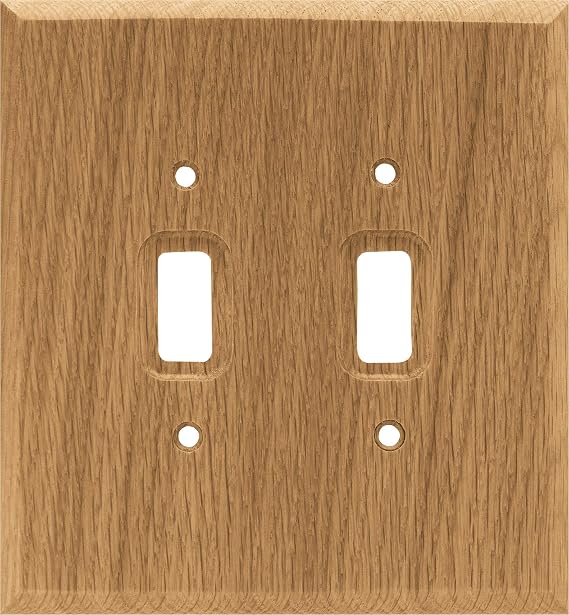Liberty Hardware 64658 Wood Square Double Switch Wall Plate / Switch Plate / Cover, Medium Oak