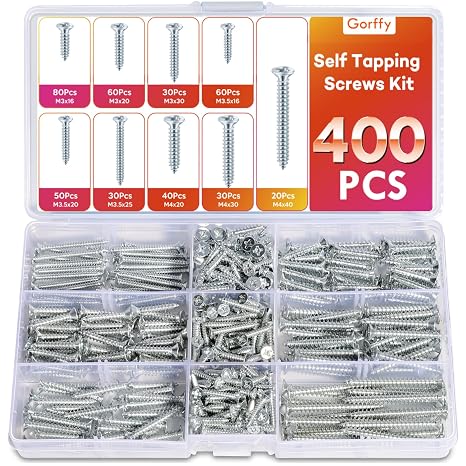 Wood Screws 400PCS Assortment, M3,M3.5,M4 Screws for Woods