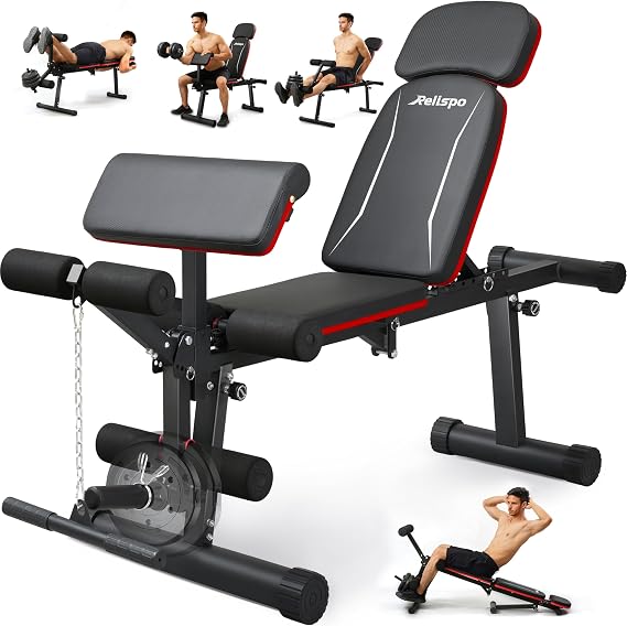 Adjustable Weight Bench with Leg Extension and Leg Curl, 1200 lbs