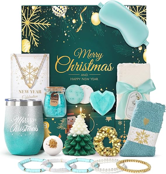 Christmas Gift Baskets for Women, Christmas Advent Calendars 2025 for Adult Women and Teen Girls, Luxury Spa Self Care Christmas Gifts Basket Countdown Calendar for Mom Wife Girlfriend Green