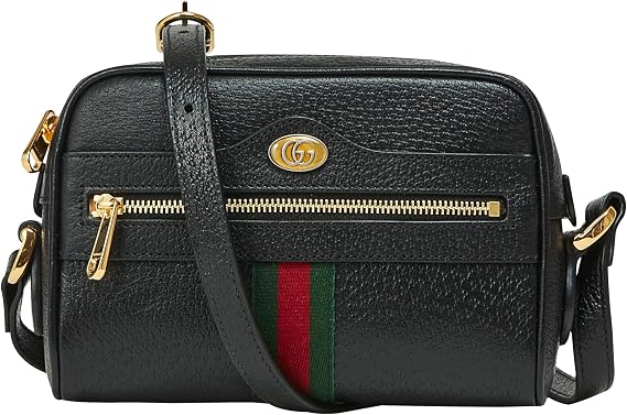 Gucci 719885 DJ2DG 1060 Shoulder Bag, Web Striped, Leather, Shoulder Bag, Black, Black