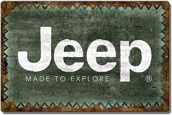 Jeep Metal Wall Sign - Made to Explore Logo 11.5" x 7.5" Licensed and Authentic