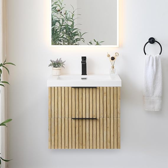 24 Inch Floating Sink Bathroom Vanity Wall Mount Single Vanities with Top