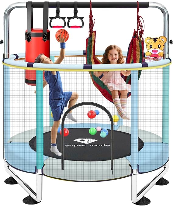 55'' Indoor & Outdoor Trampoline with Net for Kids