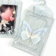 1Pcs Kpop Photocard Holder Keychain 3 Inch Clear Butterfly Card Protector with Ball Chain, PVC Transparent Badge ID Card Sleeve for Anime & Kpop Fans, Small Gift for Girls