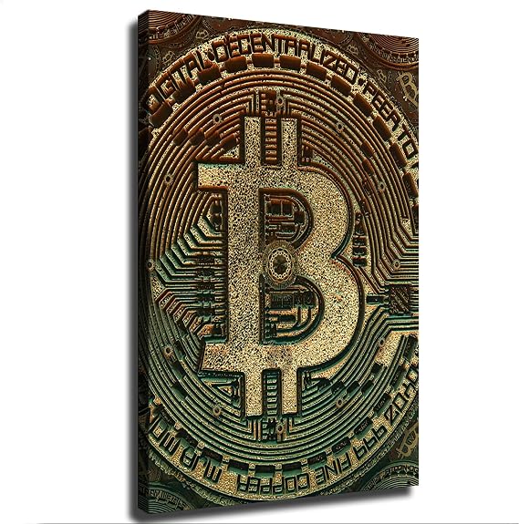 Bitcoin Crypto Poster Canvas Wall Art Painting Print Painting Suitable for Bedroom Dormitory Living Room and Other Home Decor 0812inch_Unframed