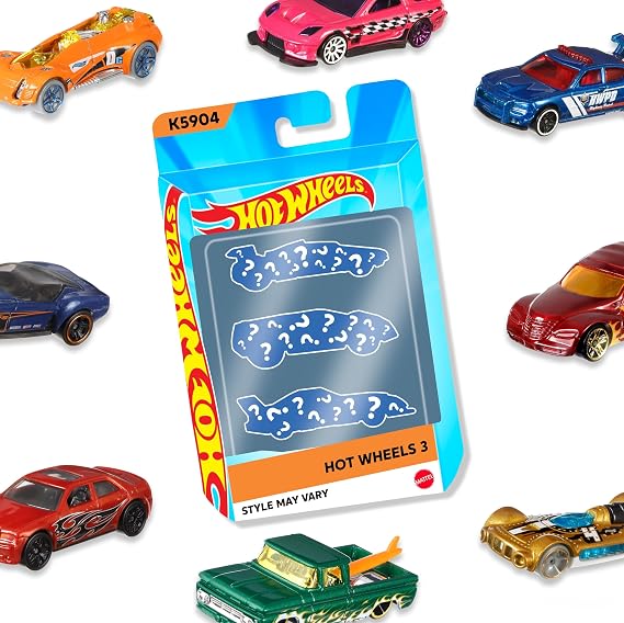 Hot Wheels 3 Car Pack, Multipack of 3 Vehicles, Instant Starter Set, Collection of 1:64 Scale Toy Sports Cars, Rolling Wheels, for Kids 3 Years & Up