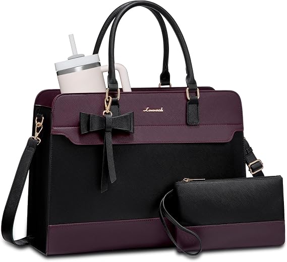 LOVEVOOK Laptop Tote Bag for Women,Leather Work Bag, Waterproof Business Teacher Bag,Large Computer Handbag Purse Briefcase,Office Gifts for Women