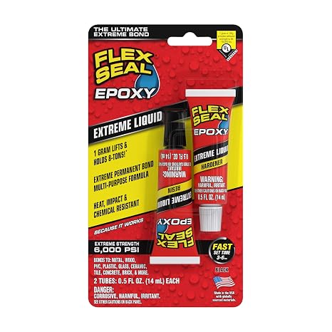 Flex Seal Epoxy Extreme Liquid Waterproof Adhesive, Black, 2 x 0.5 oz Tubes