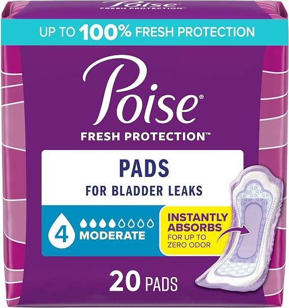 Poise Incontinence Pads for Women, 4 Drop, 20 ct