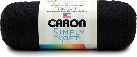 Caron Simply Soft Yarn 6oz (9727) Black By The Each