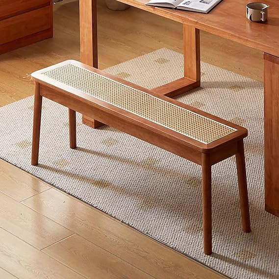 JHDXL Indoor Bench Wicker for Entryway Bench, Solid Wood Dining Bench, for Living Room, Dining Room, Hallway, Bedroom, Entryway, Bathroom(Brown,80cm/31.5in)