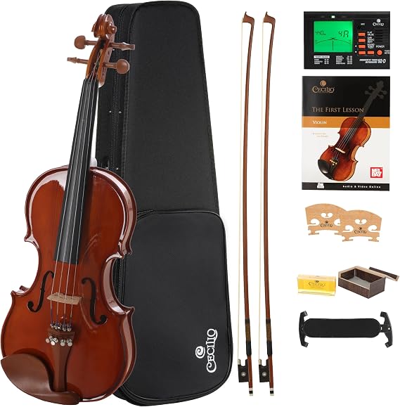 Cecilio 4/4 Full Size Violin Fiddle, Violin Set for Beginners with Case, Bow, Rosin & Shoulder Rest