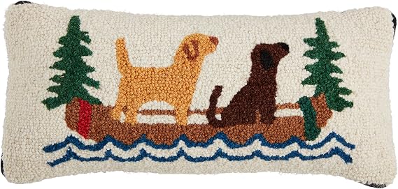 Mud Pie Canoe Hook Wool Pillow; 8" x 18"