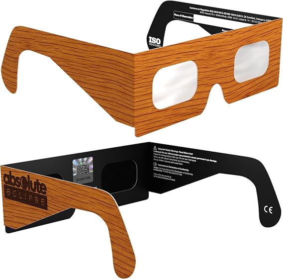 Solar Eclipse Glasses ISO 12312-2 & CE Certified – Safe Solar Viewing for Direct Sun & August 2026 Eclipse | Paper Cardboard Frame, Made in EU | For Kids & Adults