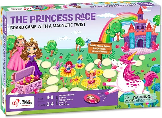 Chalk and Chuckles The Princess Race Board Game Magical Memory Challenge for Kids Ages 4-8