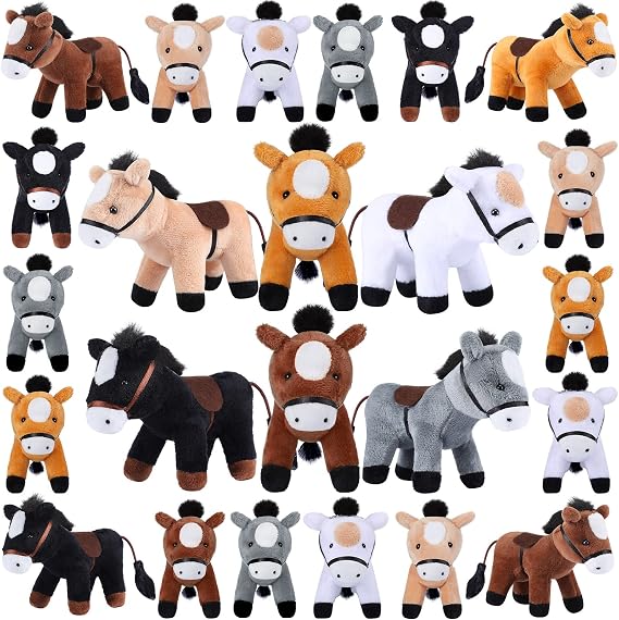 Leyndo 24 Pack Horse Stuffed Animal Bulk Adopt a Horse Party Favor, Saddle