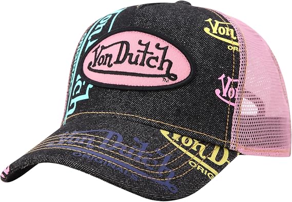 Von Dutch Monogram Trucker Cap, Mesh Back, Curved Bill, Snapback