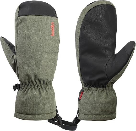 QKURT Ski Mittens, Winter Snowboard Mittens Gloves Waterproof Snow Gloves for Outdoor Activitives Men Women
