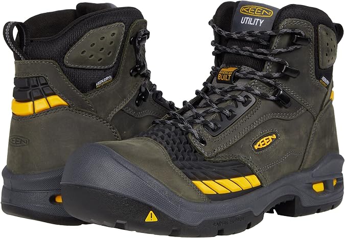 KEEN Utility Men's Troy 6 KBF Composite Toe Waterproof Work Boots Construction, Magnet/Black, 15
