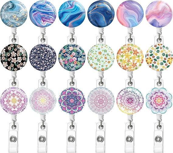 18 Pack Badge Holder Retractable Cute Nursing Badge Reel with Belt Clip