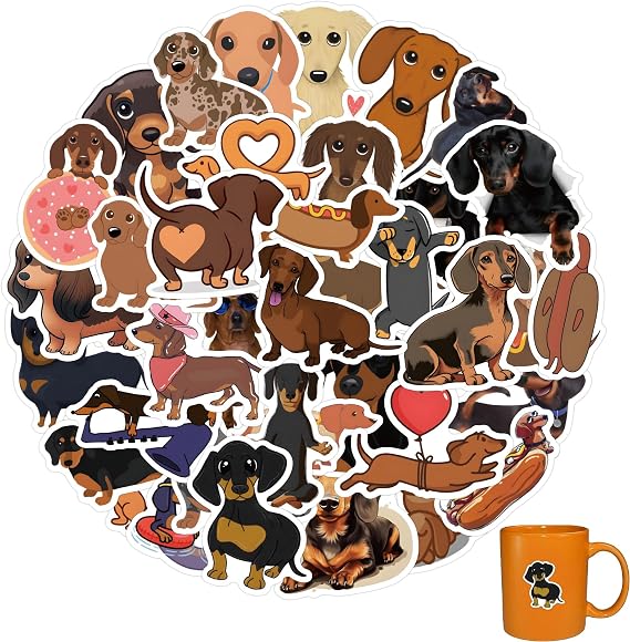 Pack of 60 Dachshund Stickers Dachshund Gifts Stickers PVC Waterproof